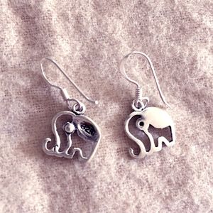 Silver Elephant Earrings